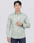 Men's Sage Green Floral Print Cotton Shirt
