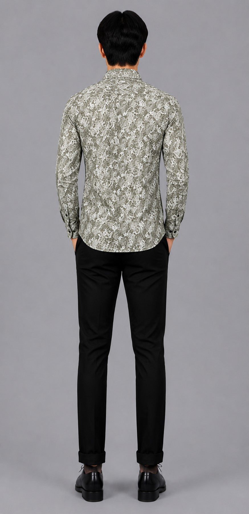 Men's Premium Olive Abstract Print Full Sleeve Cotton Shirt | Slim Fit Casual & Party Wear